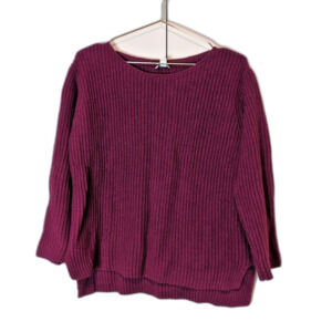 J. Jill Women's S Small Petite Wool Blend Purple Pullover Oversized Sweater